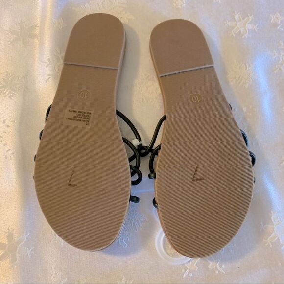 Shade & Shore Sandals Flats Black Slip On Sz 10 NWOT Gorgeous - Picture 3 of 4